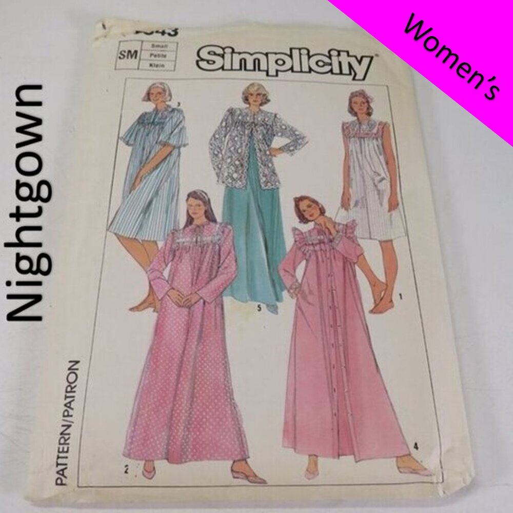 Simplicity 7643 clothing pattern Sm 10-12 Nightgown, Robe, Bed Jacket